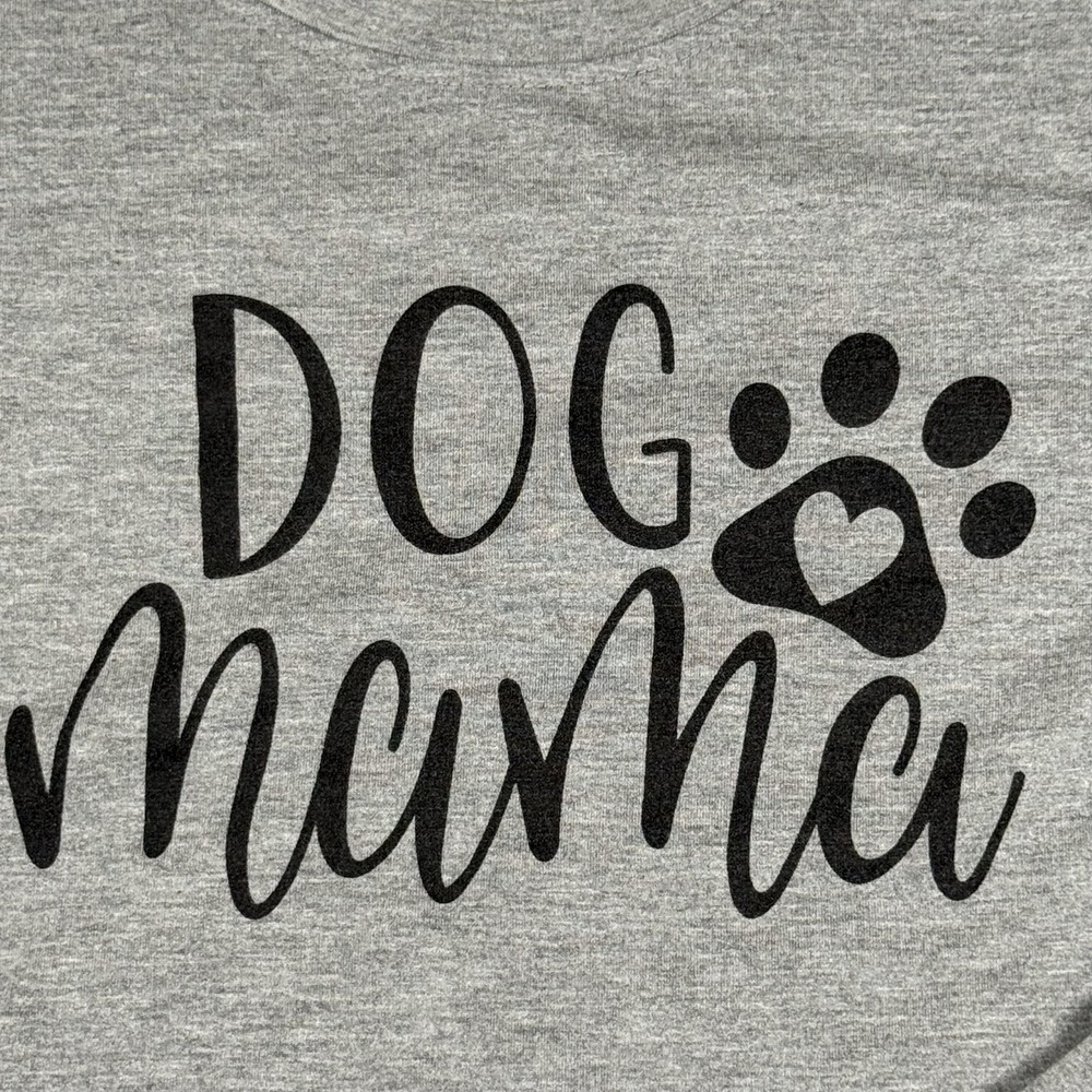 Dog Mama Sweatshirt Womens Medium Gray Long Sleeve Crewneck Cute Paw Print Heart